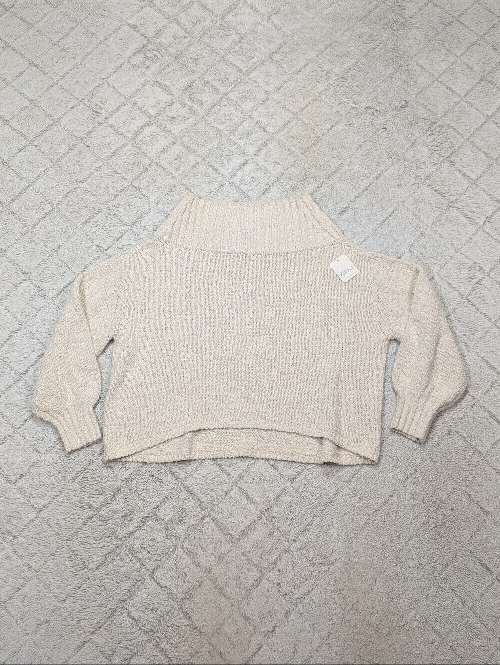 Free People Free-Est Sweater Womens M White Ivory Cowl Neck Chunky Knit Cotton